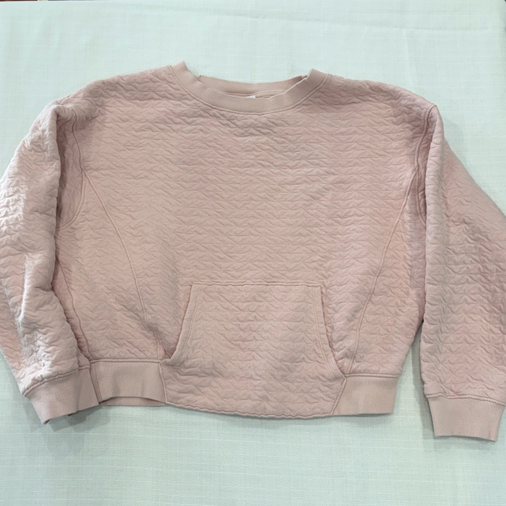 All in Motion Blush cropped Quilted crew neck sweatshirt size small